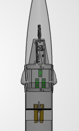 CAD view of the rocket camera payload assembly with external camera housings.