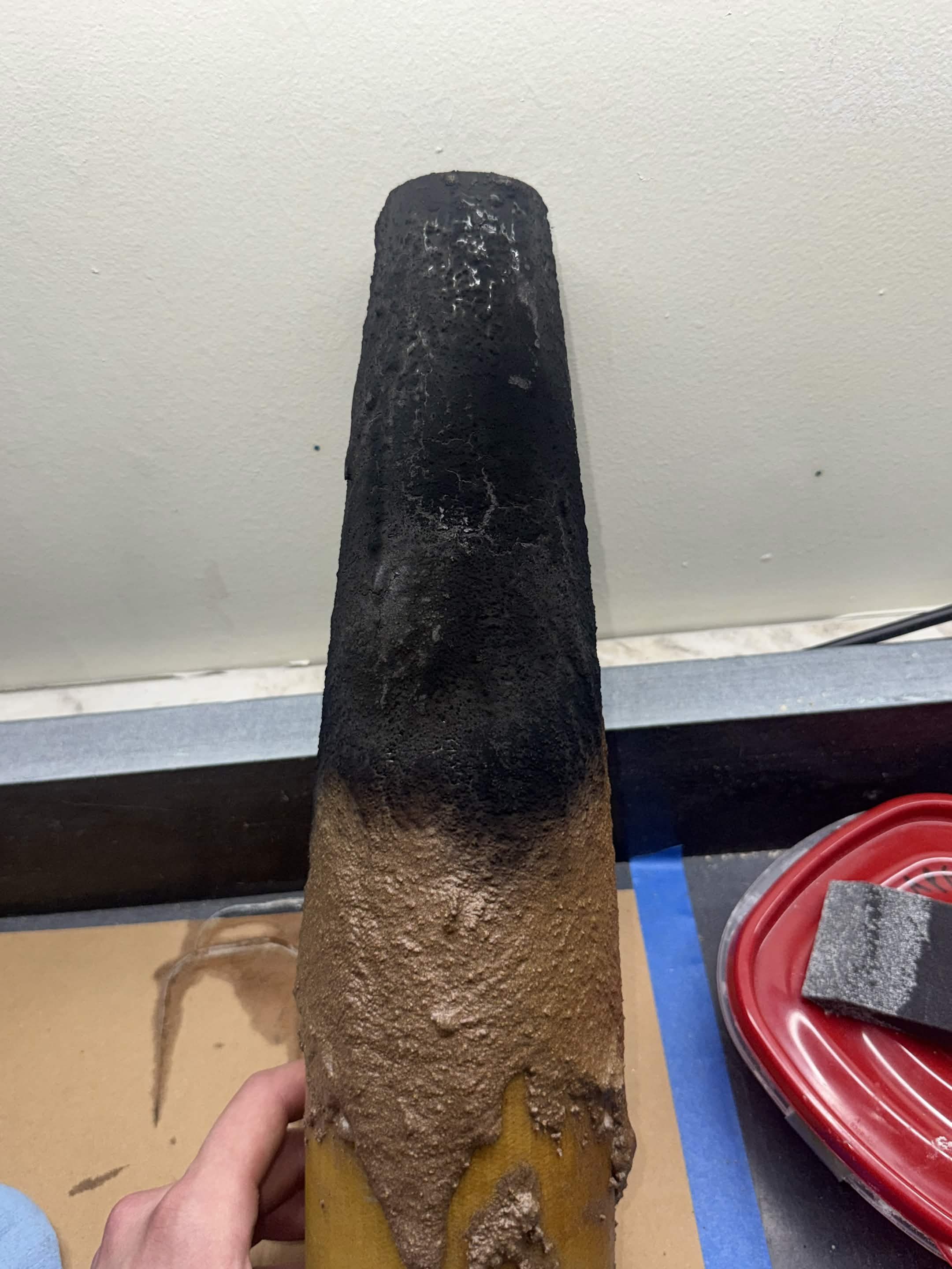 Ablative-coated nosecone after thermal testing.